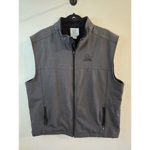 Ducks Unlimited Vest Mens XL Gray Stretch Pockets Embroidered Mock Neck Full Zip